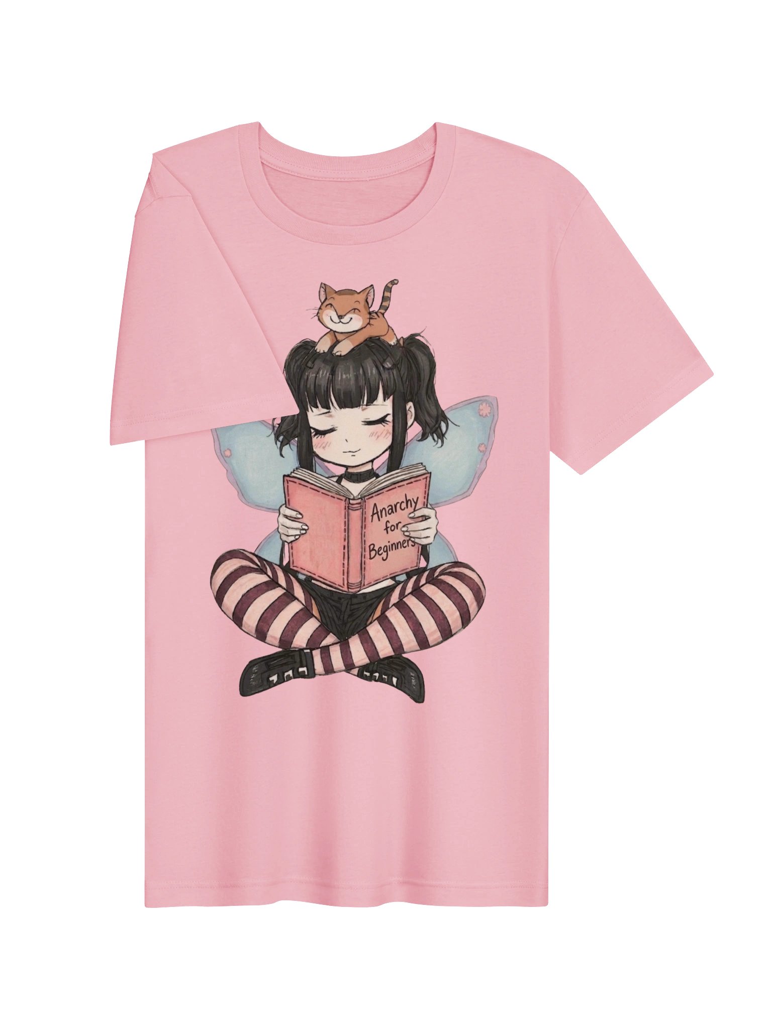 Fairy Reading Graphic Tee, Book Lover Gift, Cute Cat Shirt, Goth Fairycore product image (130)