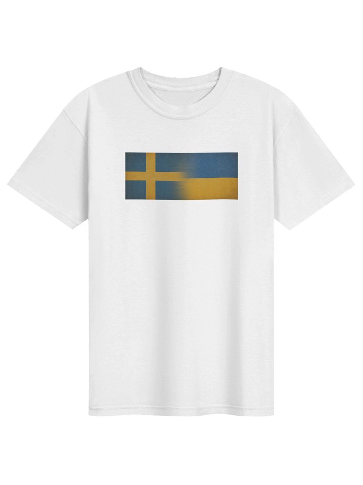 Man Comfort T-shirt Support Ukraine-Sweden Flags, white product image (1)