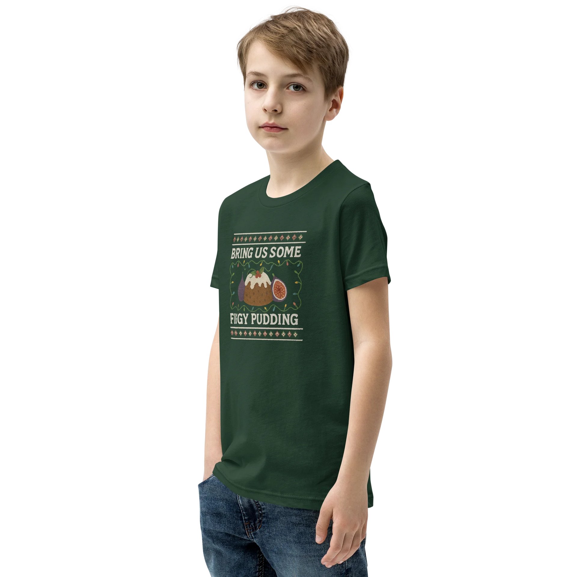 Bring Us Some Figgy Pudding - Holiday Youth Unisex T-Shirt product image (3)