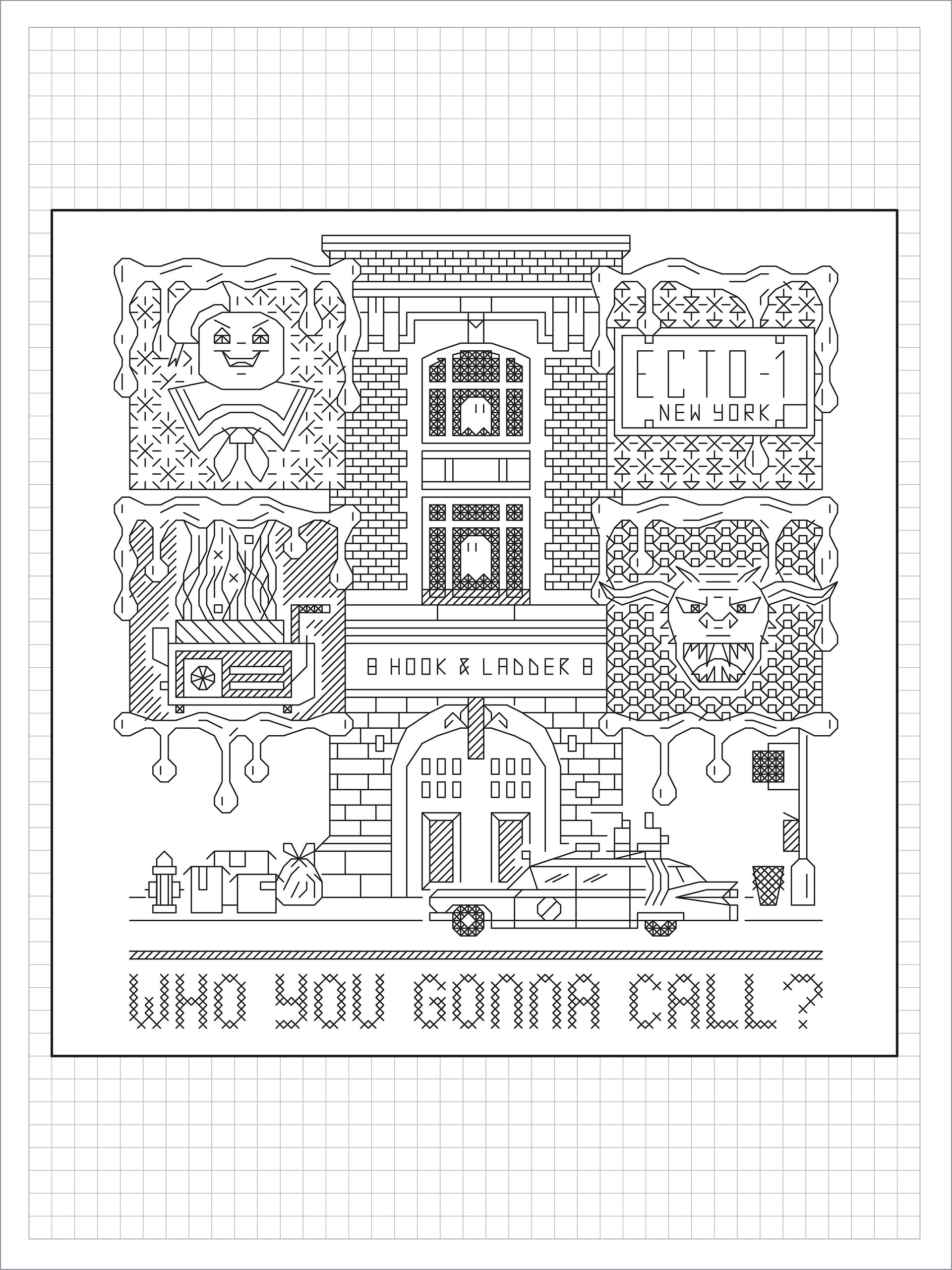 Phantom Fighters • Blackwork Cross Stitch Pattern • PDF Digital Download product image (1)