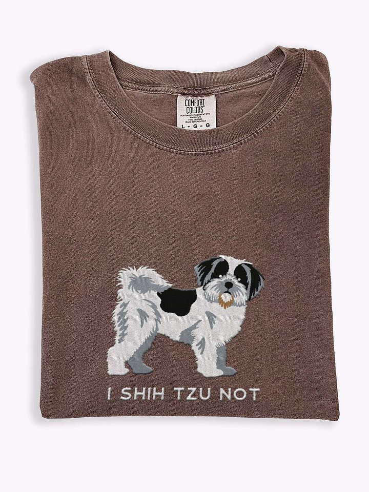 I Shih Tzu Not T-Shirt(Embroidered) of a Shih Tzu(Black & White) product image (1)