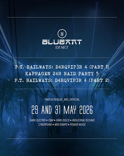 This weekend there’s no DARK FUTURE. I’ll be live only through raid trains — three slots, straight club energy.

FRI — P.T. R...