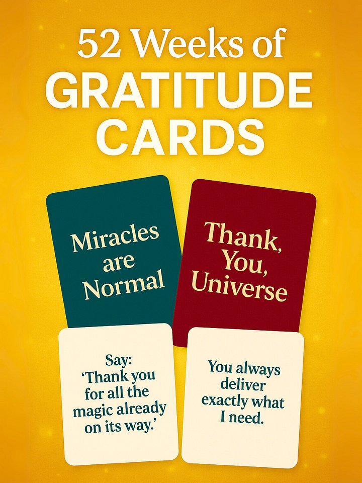 52 Weeks of Gratitude Cards | Daily Front & Back Affirmations for Miracles, Abundance & Inner Peace product image (2)