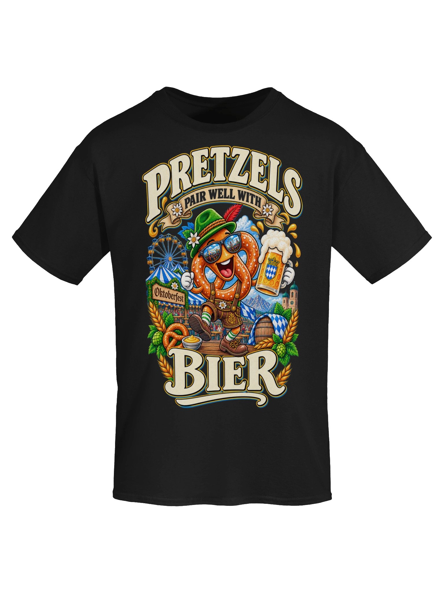 Pretzels Pair Well With Bier Funny Oktoberfest Vintage Tee product image (50)