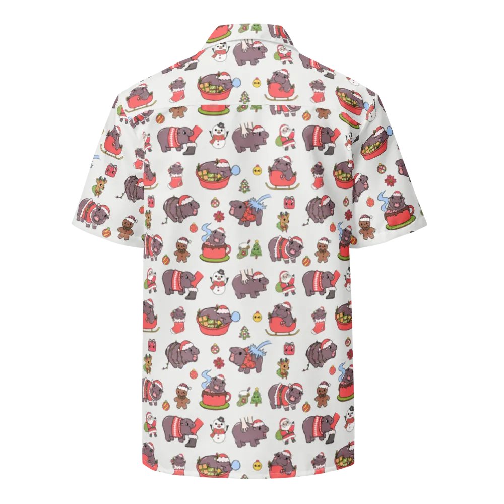 MOODENG'S WHITE CHRISTMAS HAWAIIAN SHIRT! product image (3)