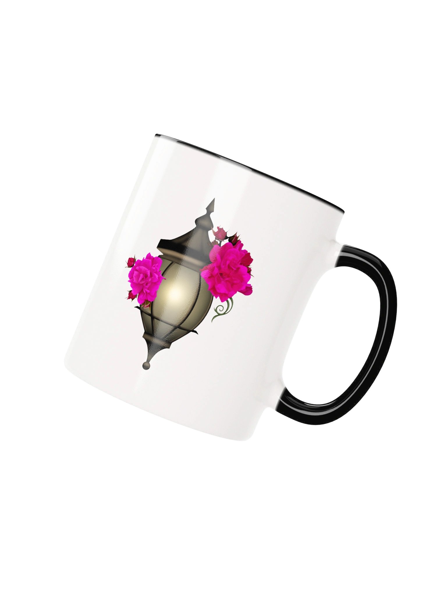 Gothic Lantern & Pink Rose Ceramic Mug – Moody Vintage Botanical Coffee Cup product image (3)