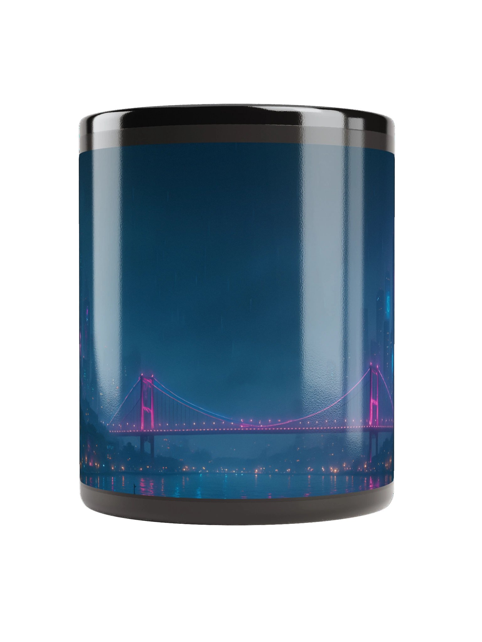 Cyberpunk Istanbul Bosphorus Mug - Glossy Black Ceramic Coffee Cup (11oz / 15oz, Dishwasher & Microwave Safe) product image (5)