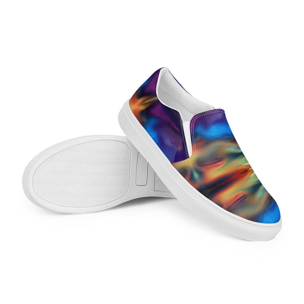 Colorful Pattern Womens Canvas Slip-On Shoes | Rainbow Pattern Shoes product image (12)
