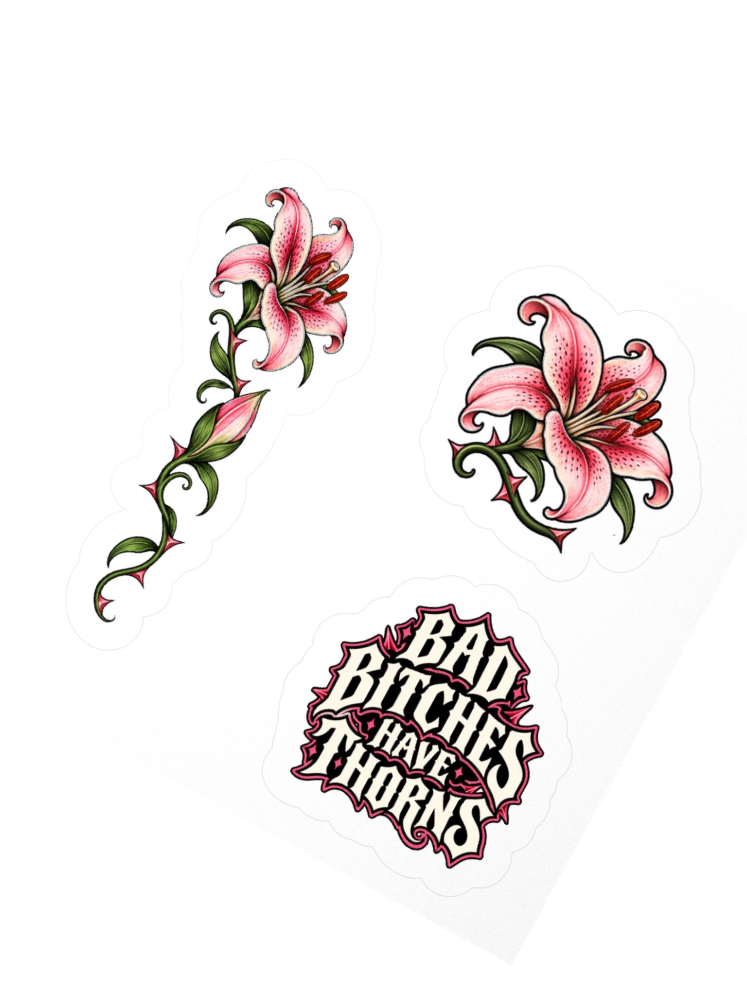Bad Bitches Have Thorns Lily Kiss Cut Sticker product image (4)