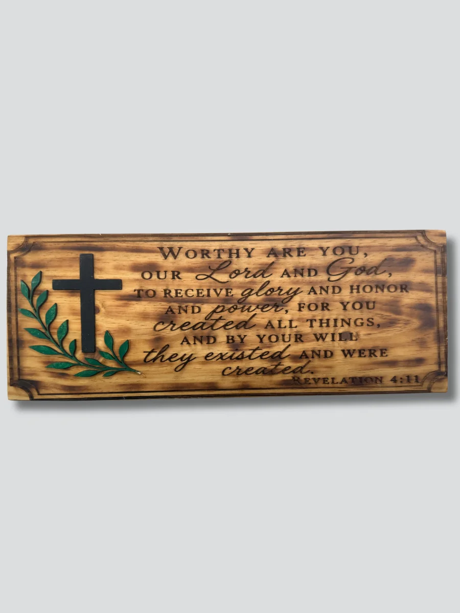 Christian-Faith Wood Sign - Revelation 4:11 product image (1)