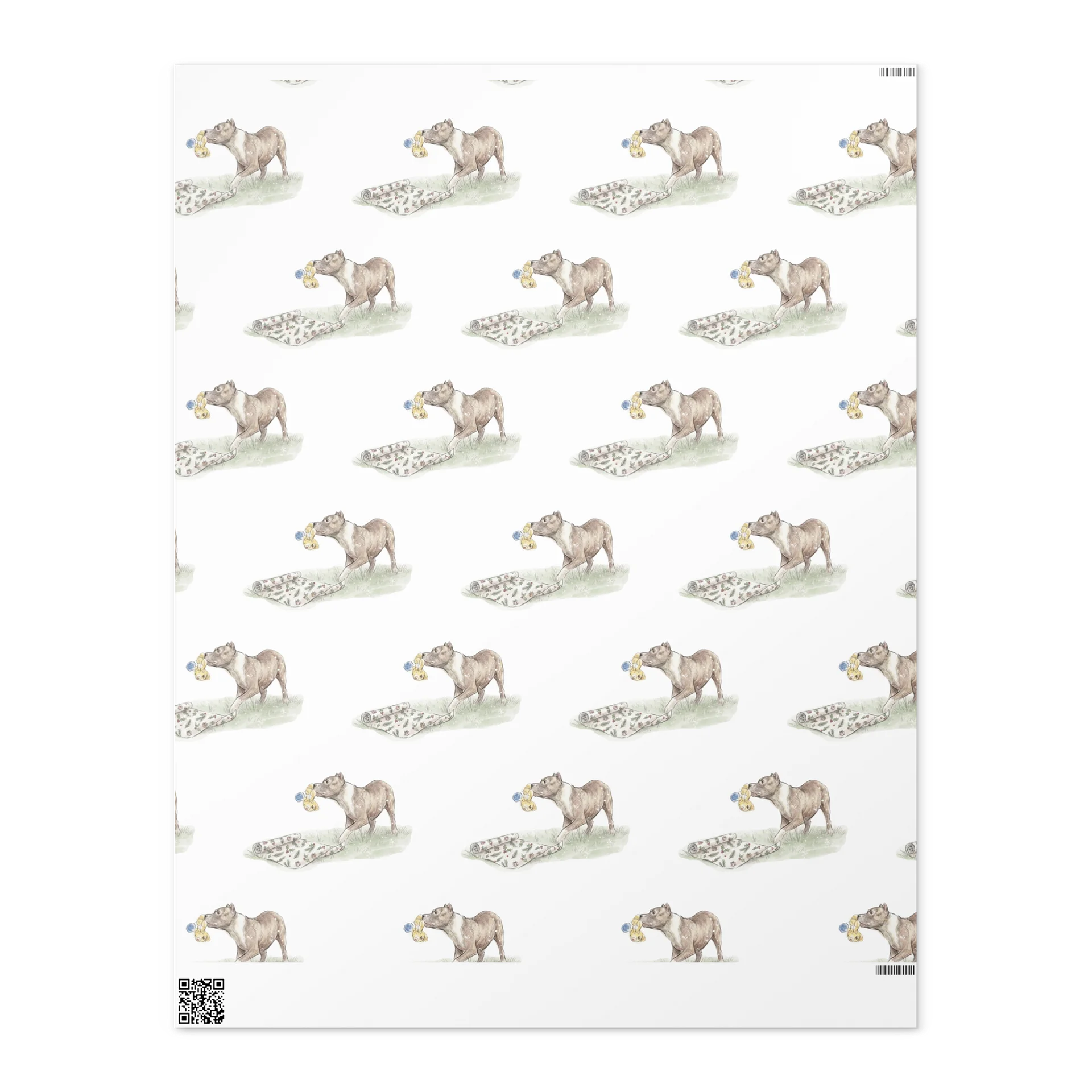 Watercolor Pit Bull Wrapping Paper product image (1)