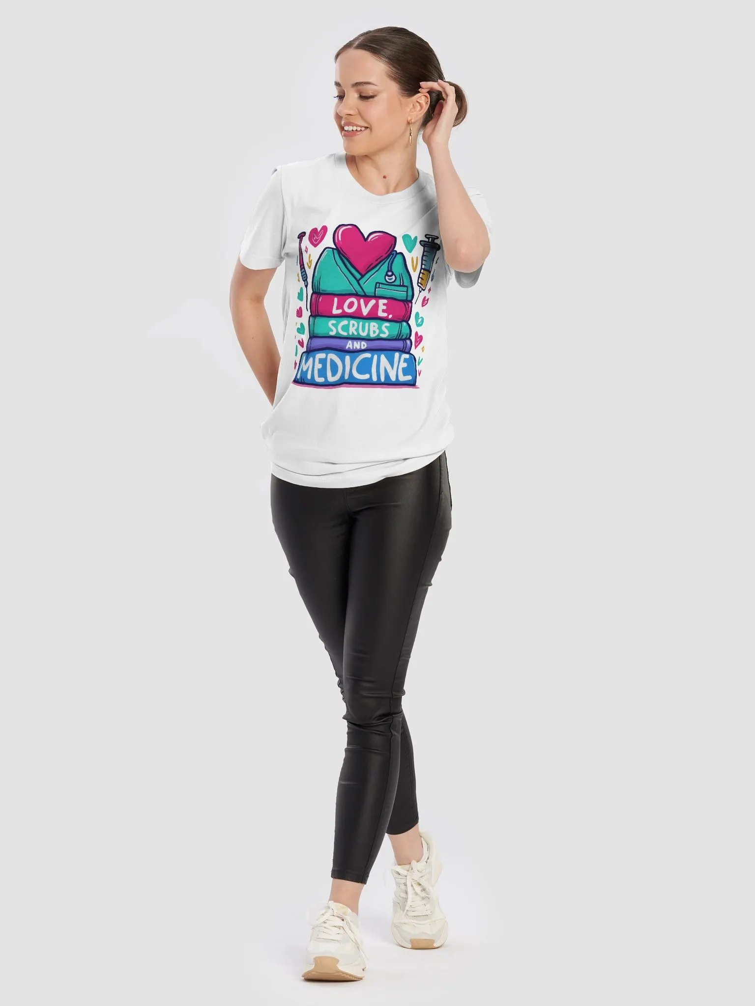 Love, Scrubs, and Medicine Illustrated T-Shirt product image (101)