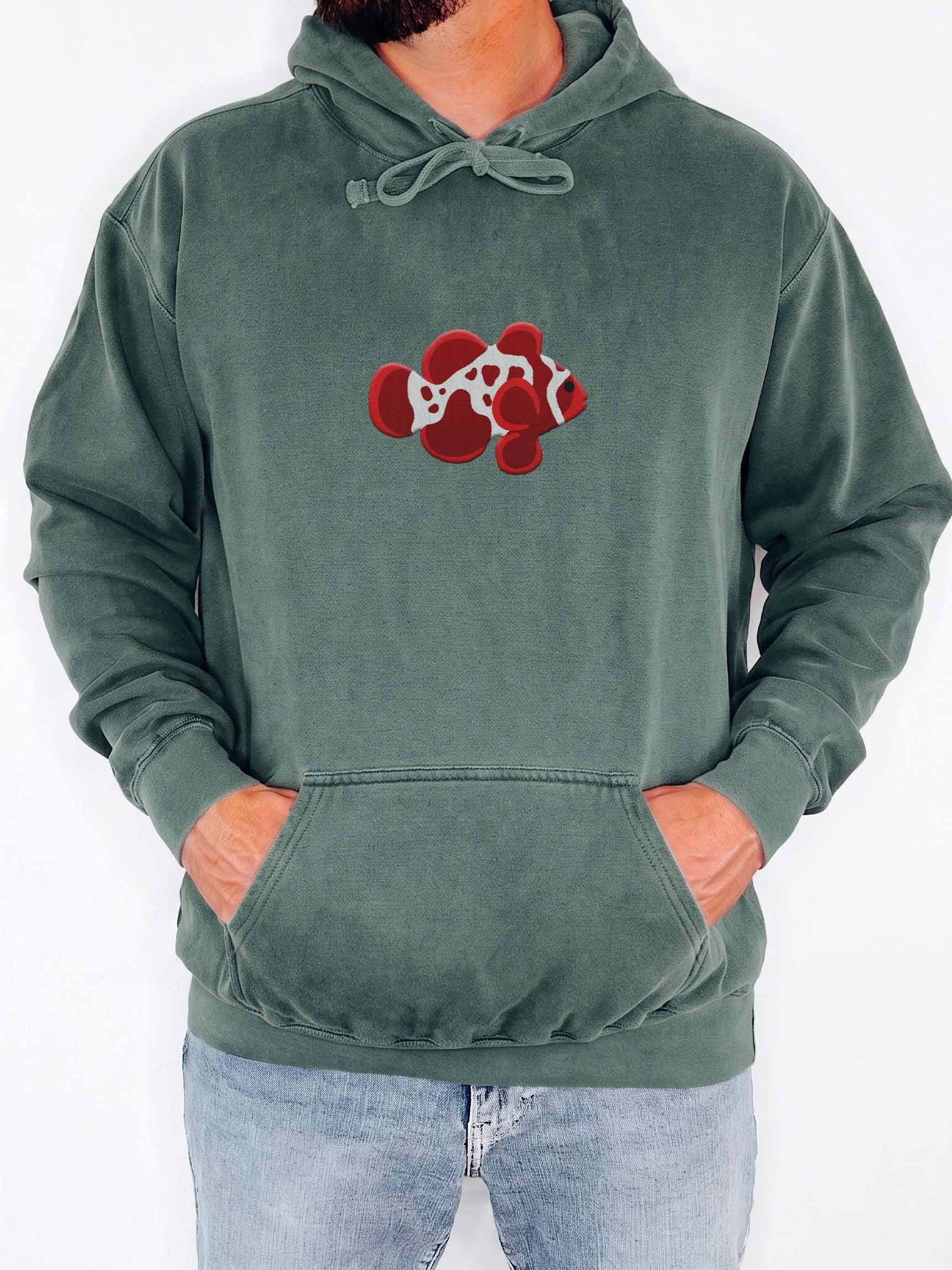 Lightning Maroon Clownfish Embroidered Hoodie | Saltwater Reef Aquarium Fish & Ocean Lover Apparel product image (2)