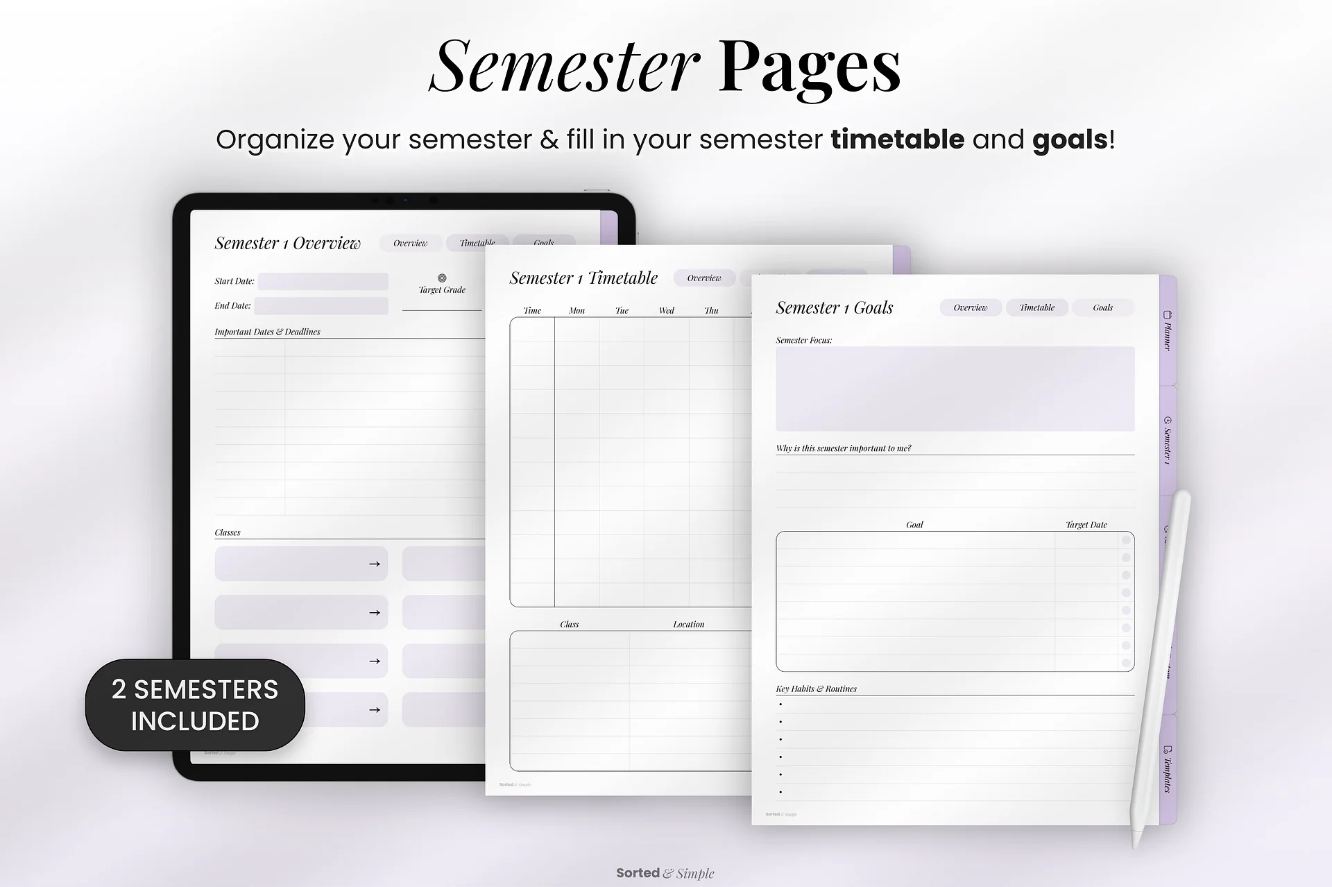2026/2027 Mid-Year Student Digital Planner Portrait - Lavender product image (4)