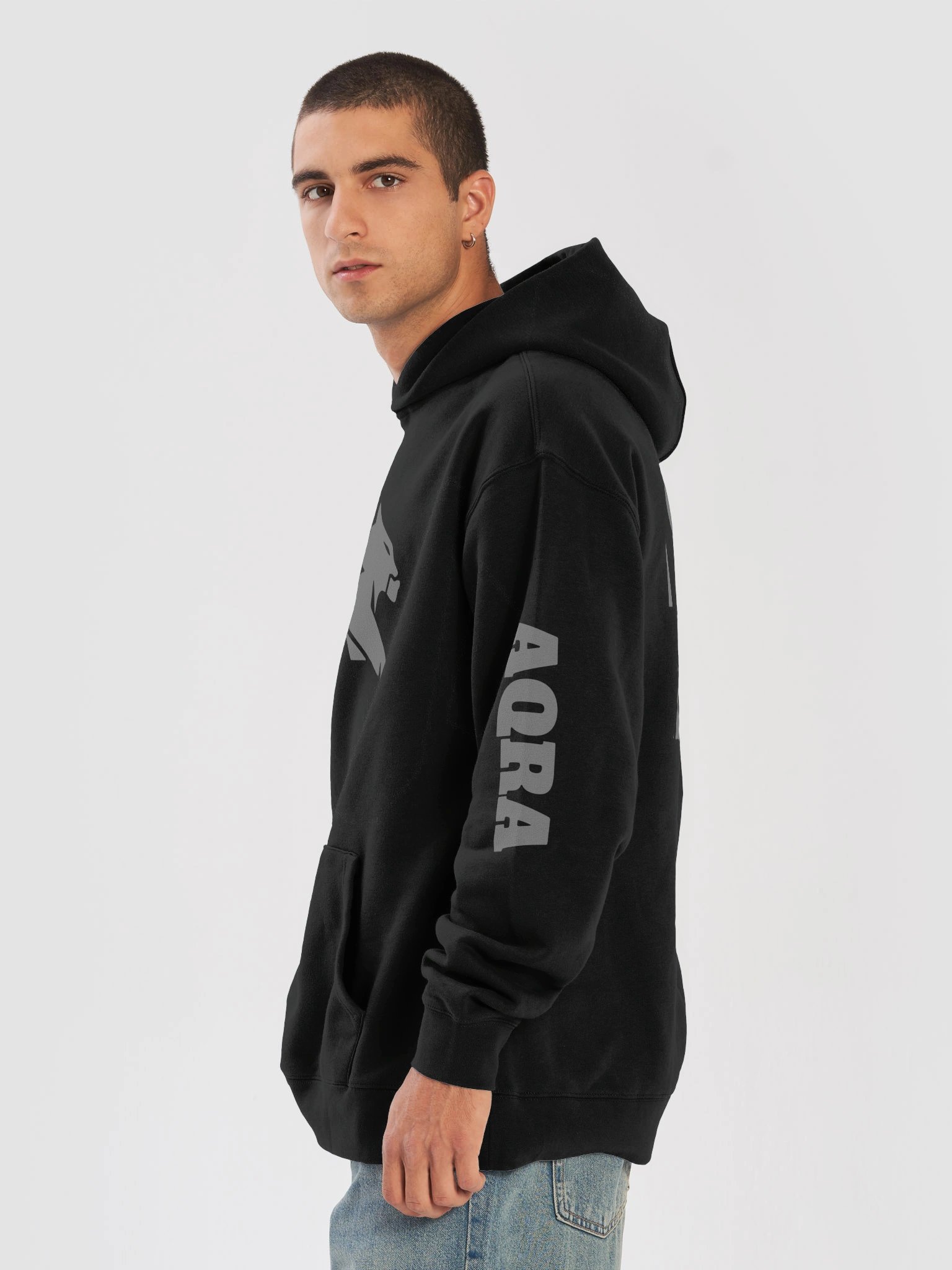 Leaping Cat Silhouette Relaxed Hoodie product image (3)