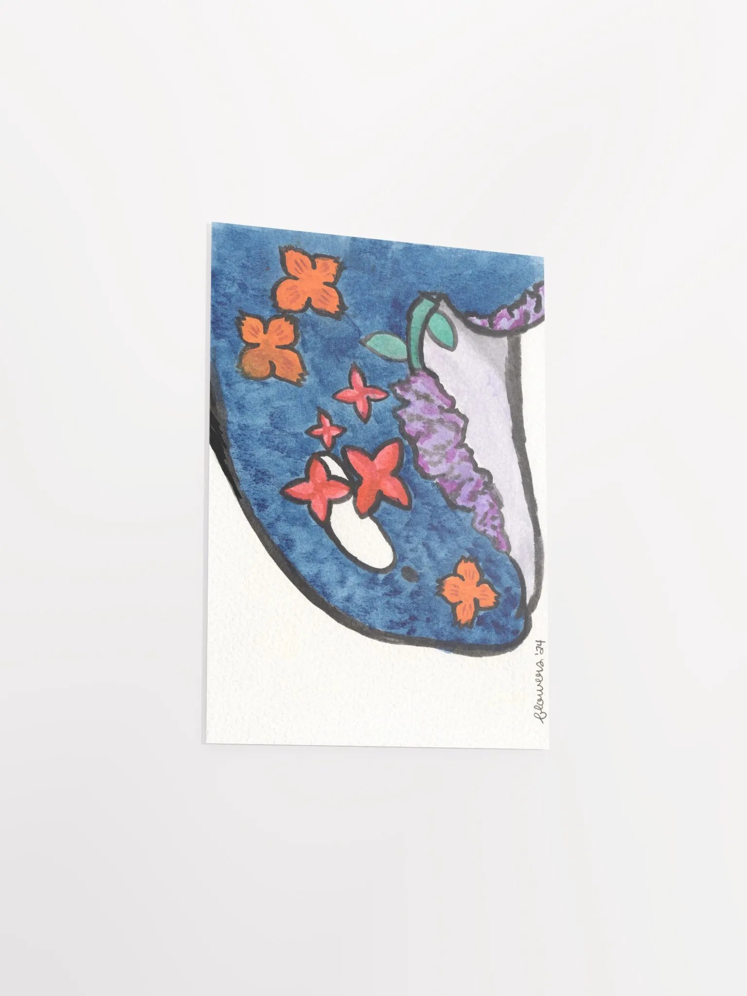 floral orca 04 - watercolour on paper - print product image (4)