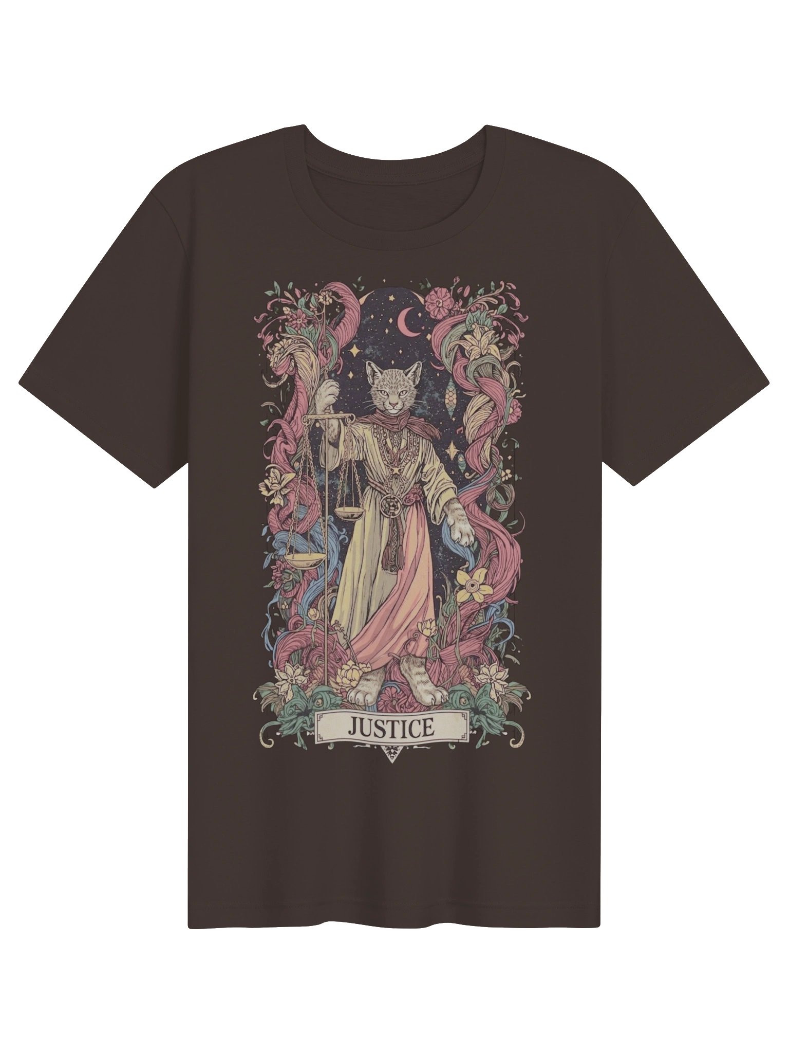 Justice Tarot Cat Shirt, Mystical Feline, Celestial Graphic product image (2)