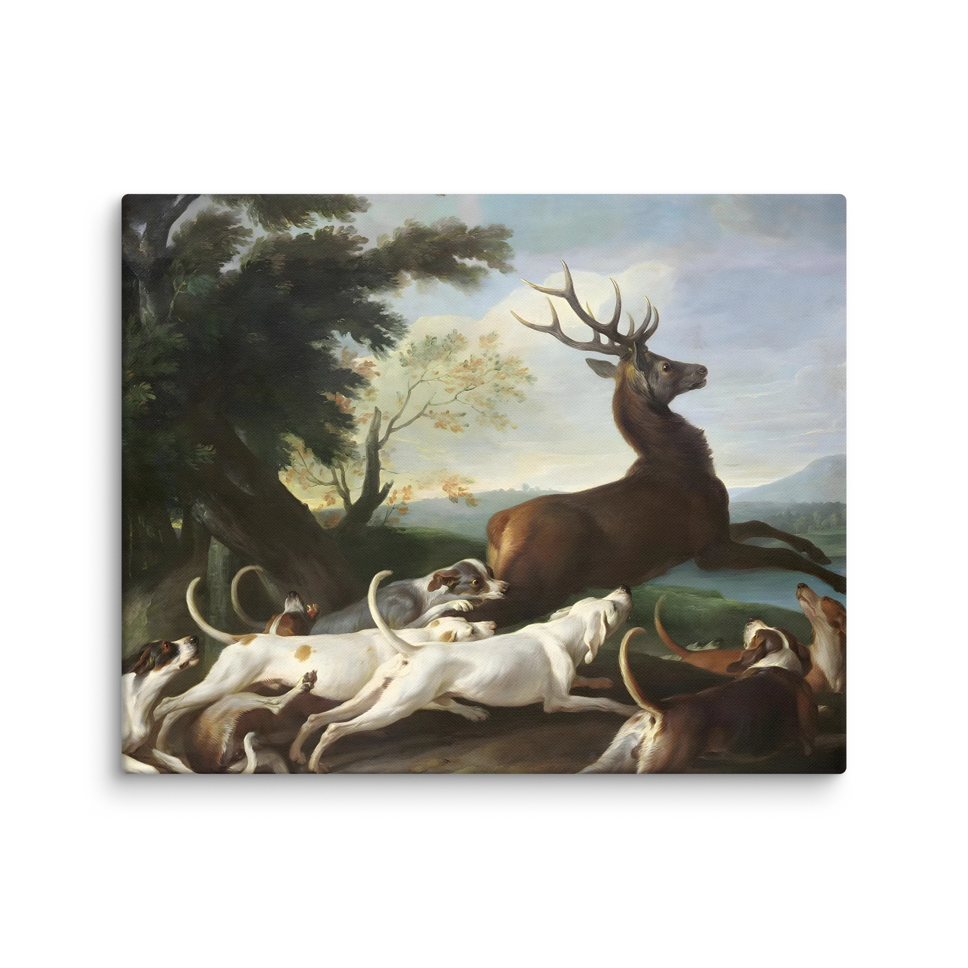 Antique Baroque Deer Hunting With Dogs Canvas Print product image (12)