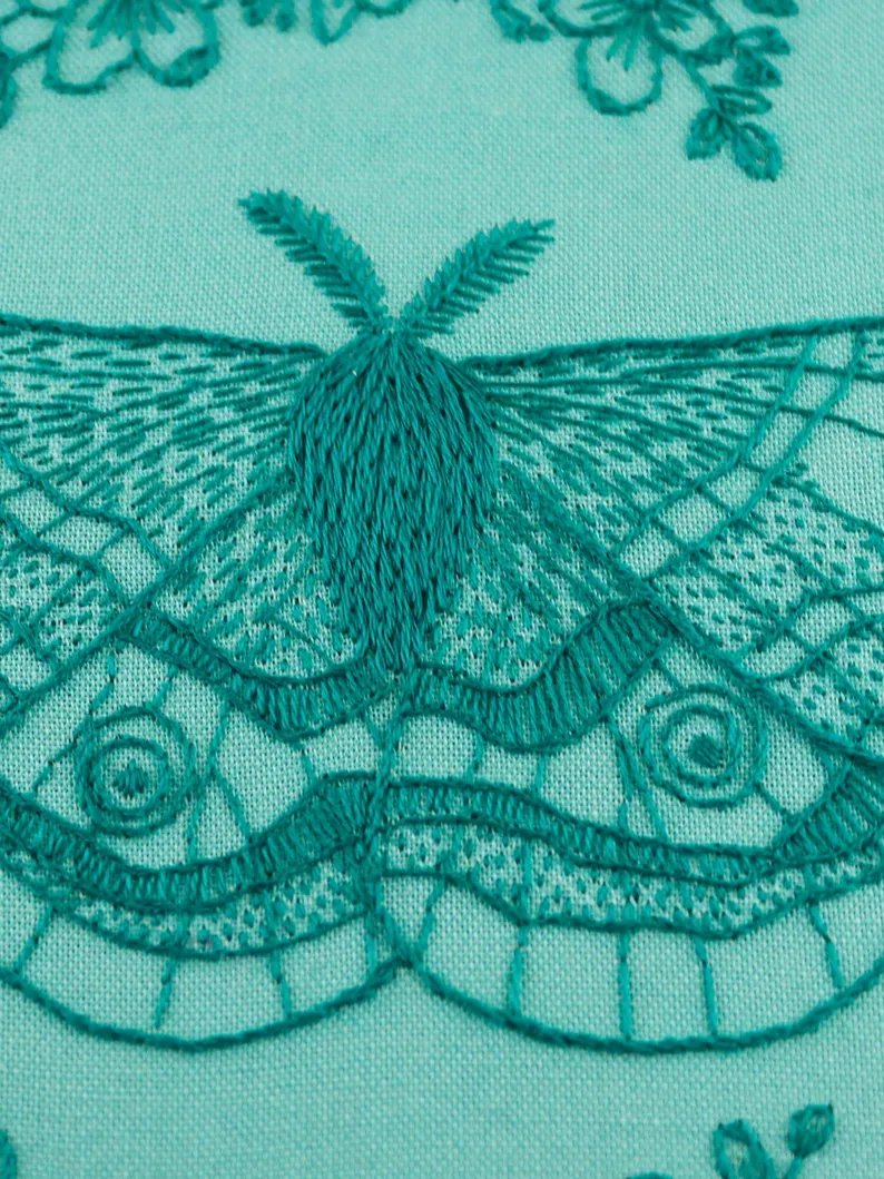 Monochrome Emperor Moth Outline Hand Embroidery Pattern: Beginner-Friendly Line Art Tutorial (PDF Digital Download) product image (5)