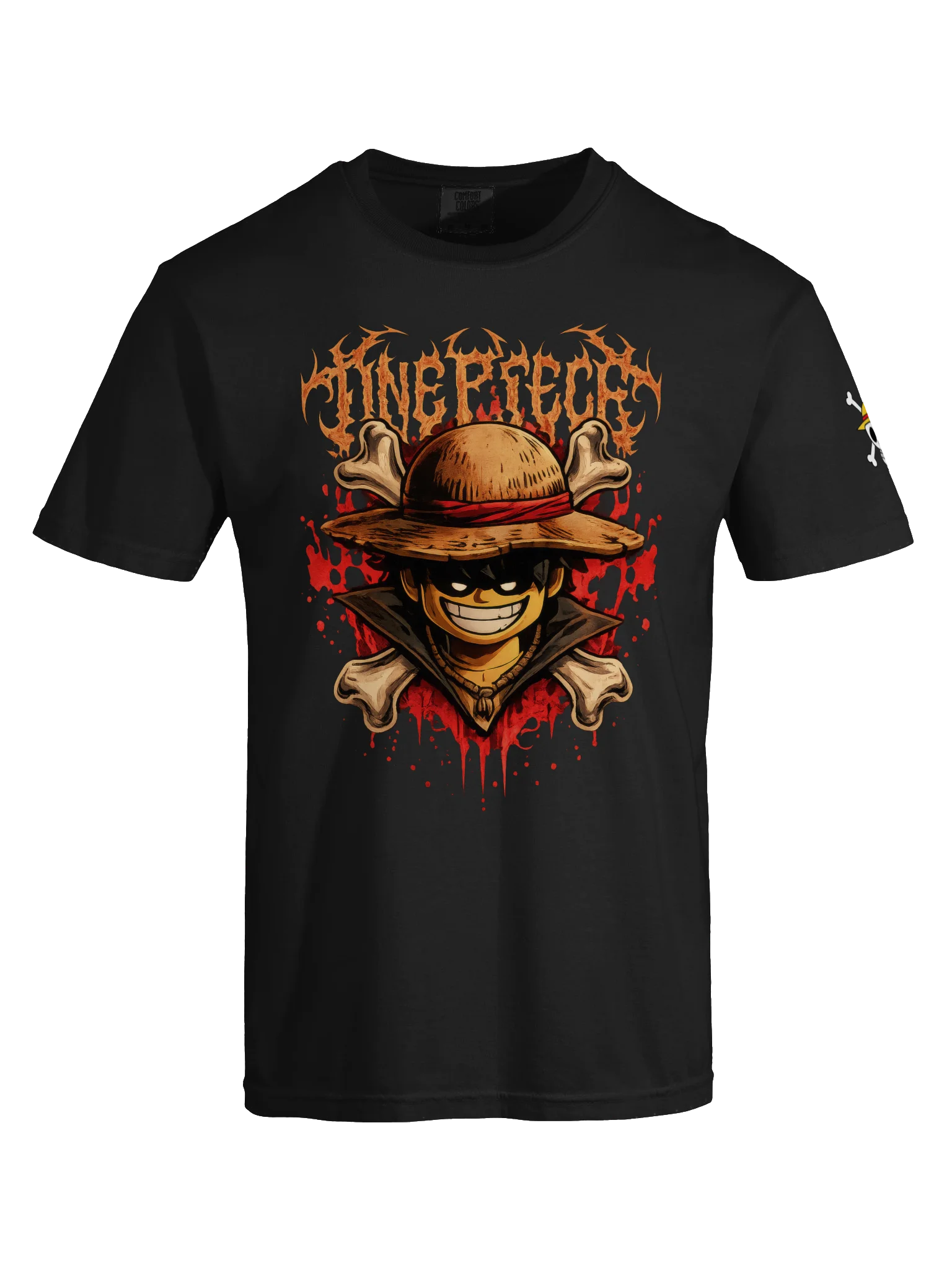 Luffy with his classic straw Lego-Style Graphic Tee product image (5)