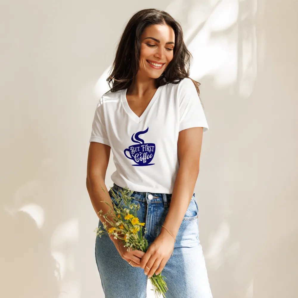 Coffee Lover's Relaxed V-Neck Tee product image (11)