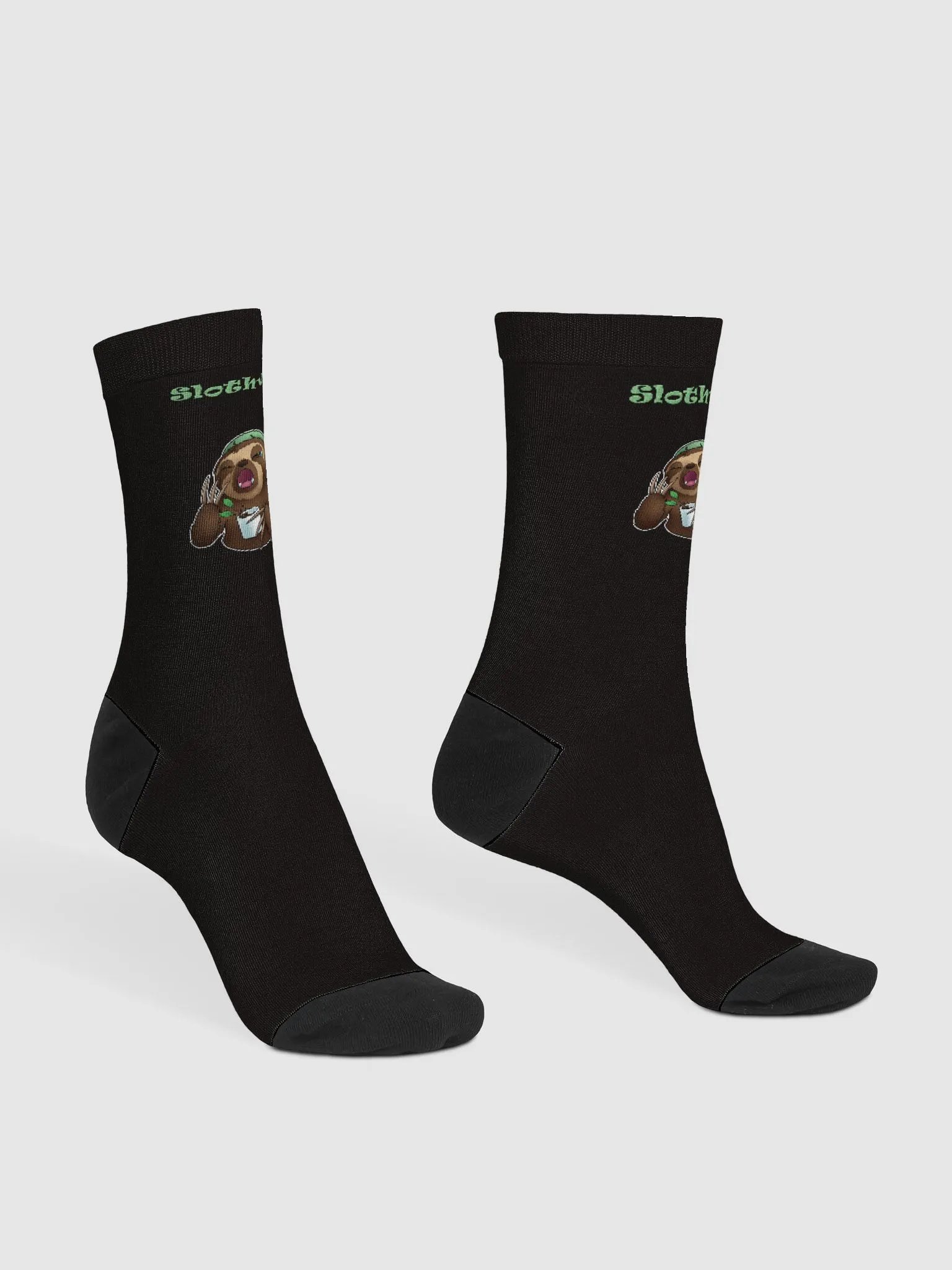 Sleepy Sloth Black Crew Socks product image (4)