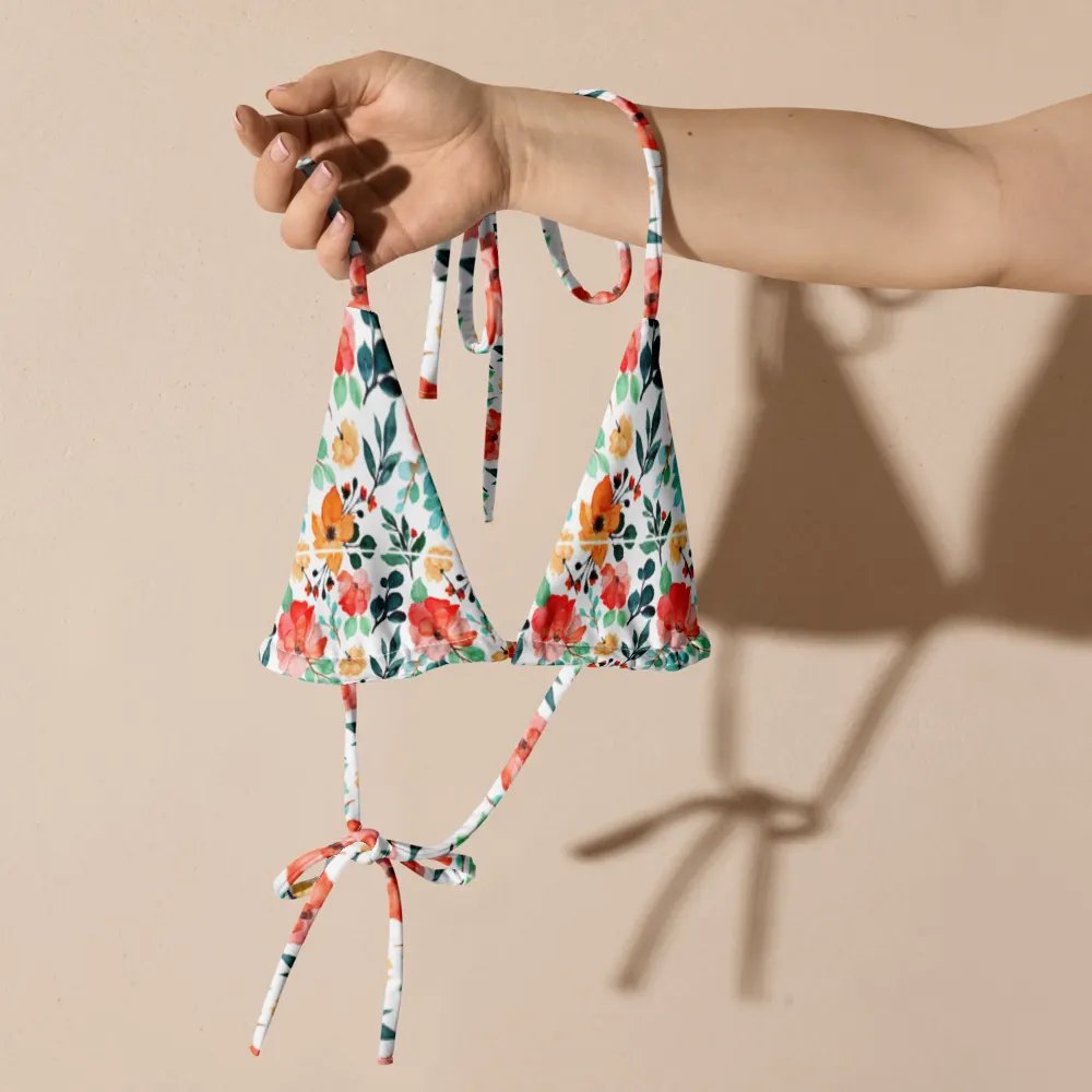 Watercolour Floral Pattern String Bikini Top - v8 product image (5)
