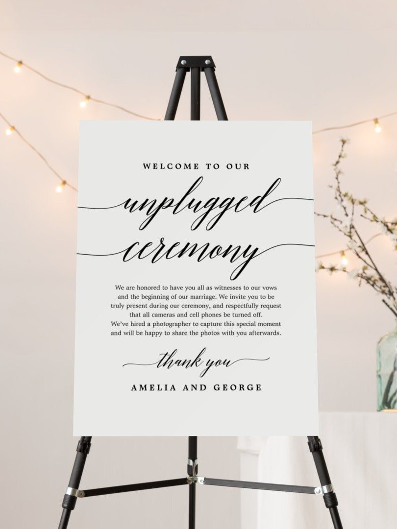Modern Script Unplugged Ceremony Wedding Sign Canva Template MSC product image (1)