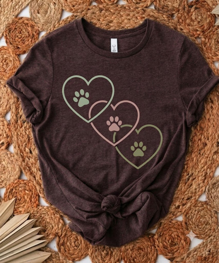 Dog Mom Heart Paw T-Shirt for Women | Cute Dog Lover Graphic Tee | Paw Print Heart Shirt | Pet Mom Gift product image (1)