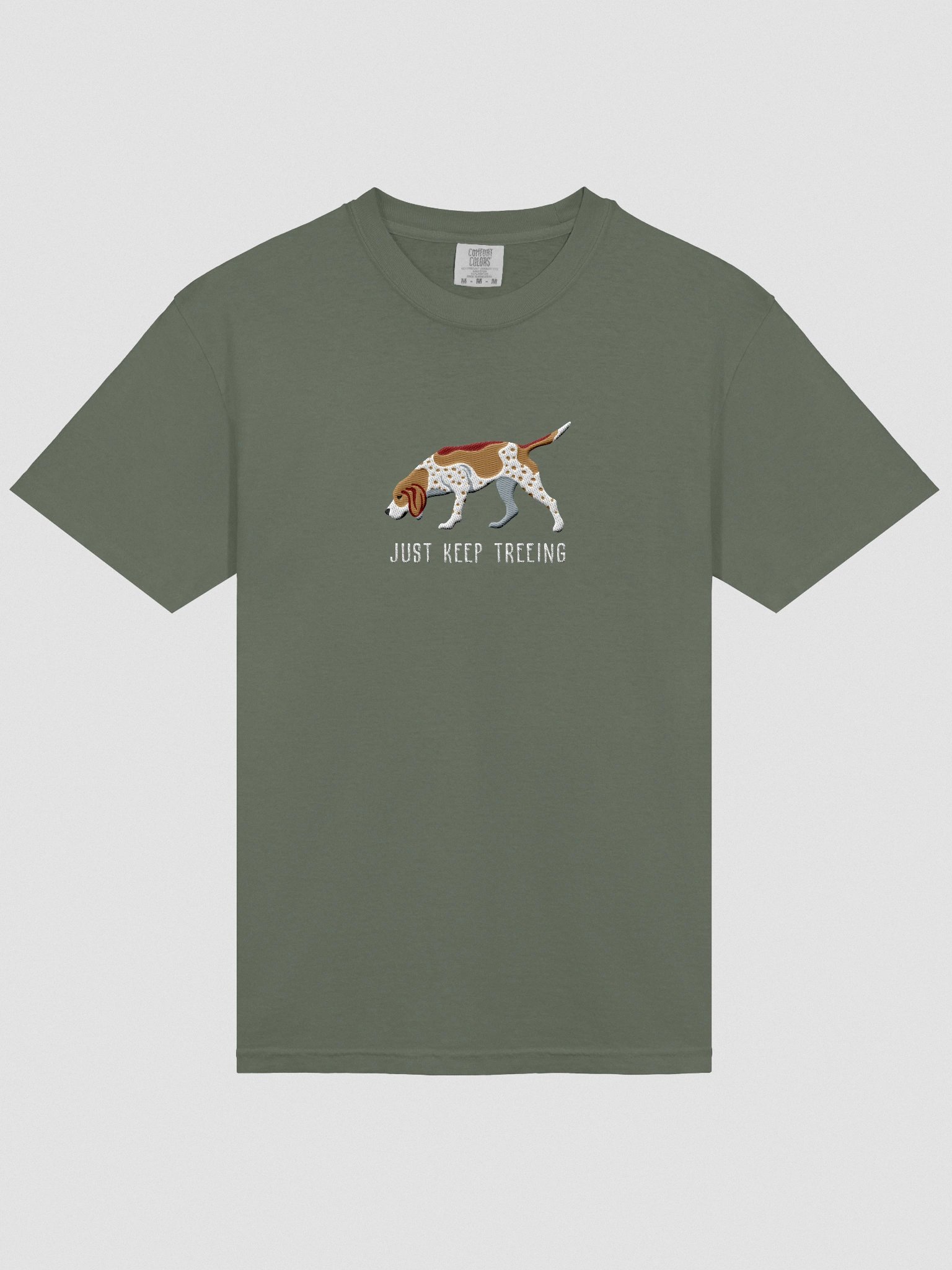 Just Keep Treeing T-Shirt(Embroidered) of a Redtick Coonhound product image (6)