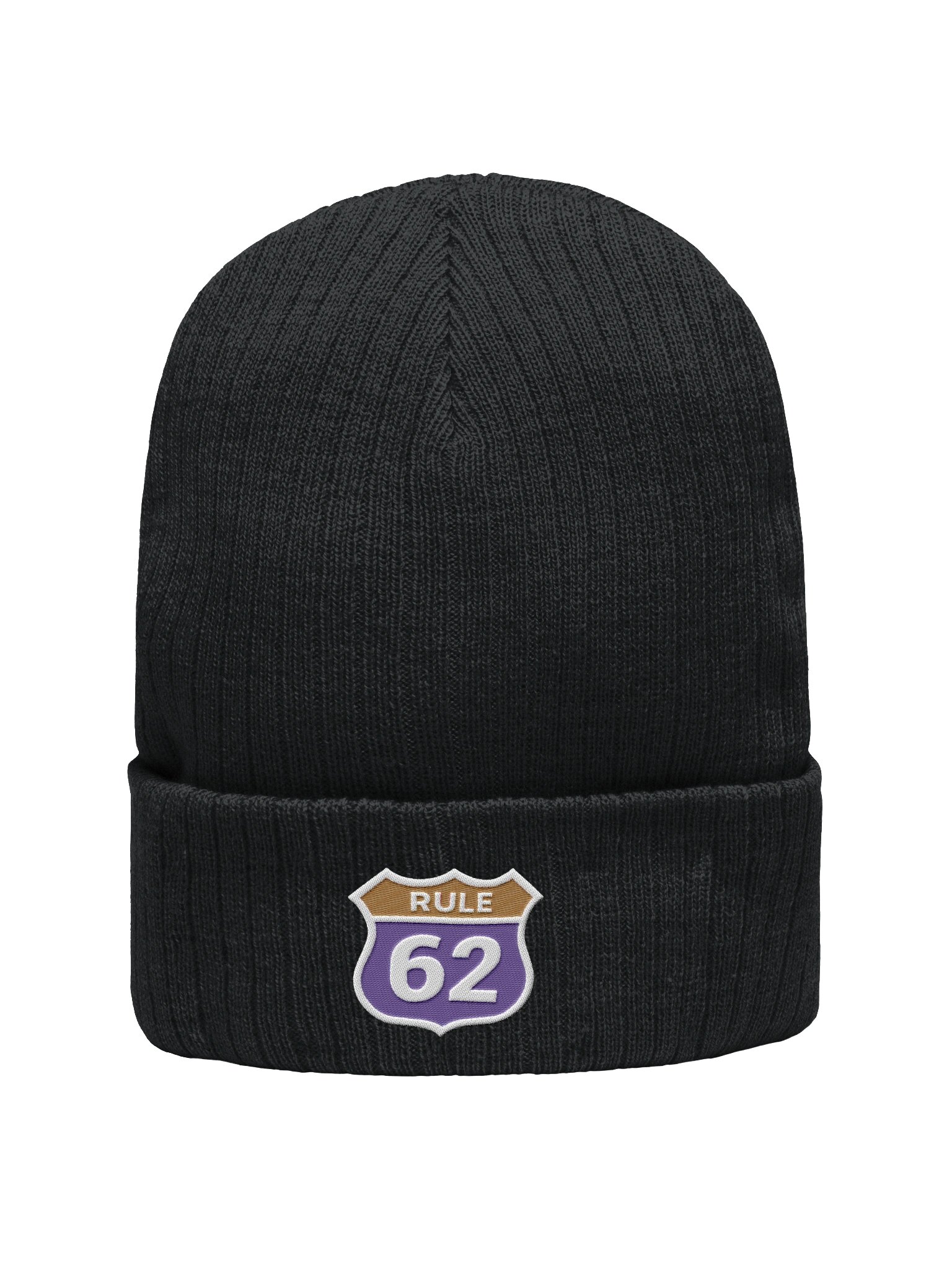 Rule 62 Sobriety & Recovery Beanie Hat | Purple & Gold Color Design product image (1)