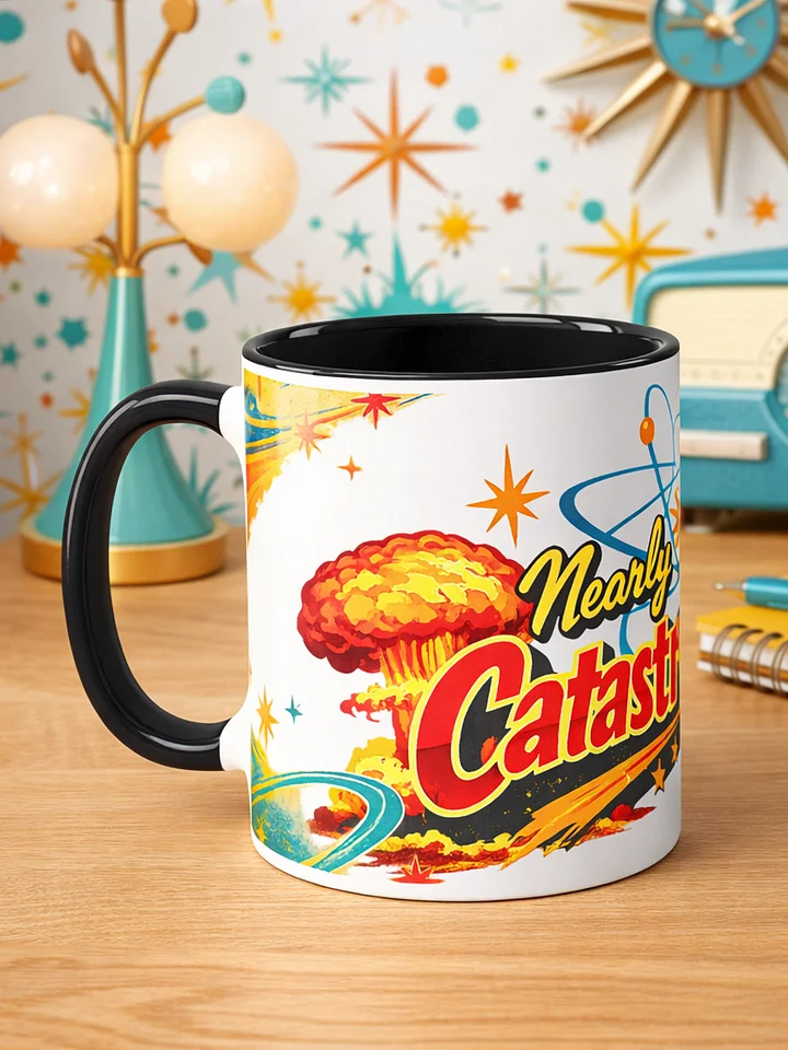Nearly Catastrophic Retro Atomic Coffee Mug – Funny Mid-Century Modern Mug | Vintage 50s Style Gift for Coffee Lovers product image (1)