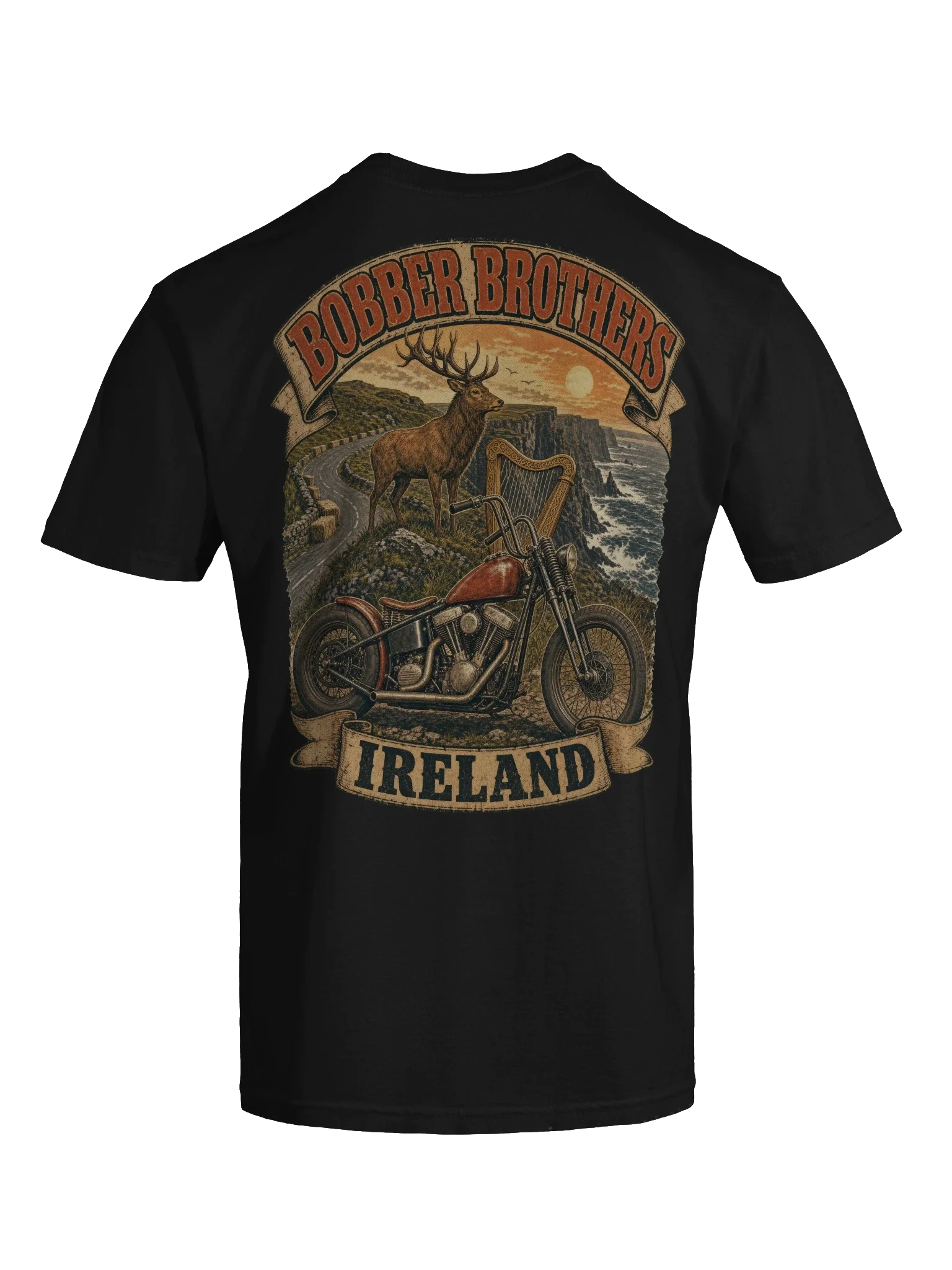 Ireland motorcycle t-shirt design by Bobber Brothers