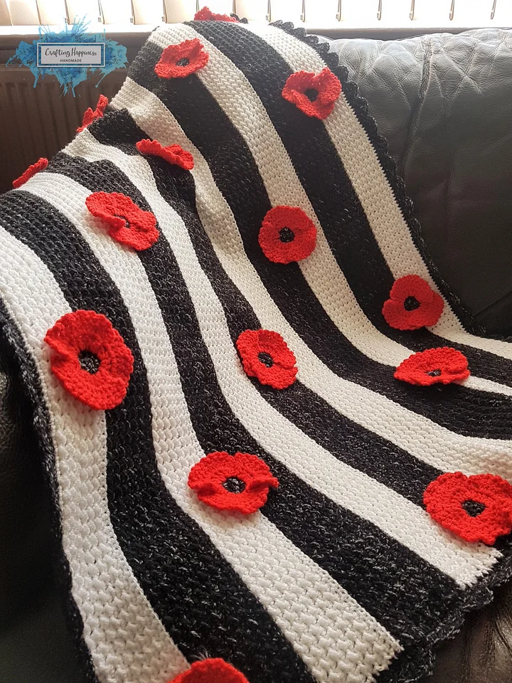 Poppy Flower Baby Blanket Afghan Crochet Pattern product image (1)