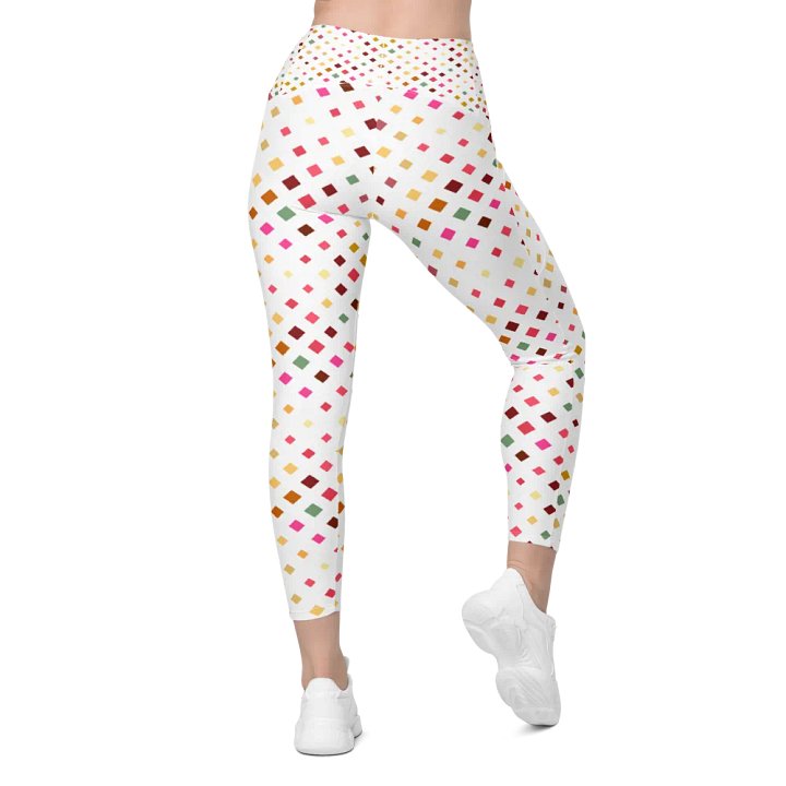 Colorful Square Pattern Design Leggings with Pocket - v7 product image (1)