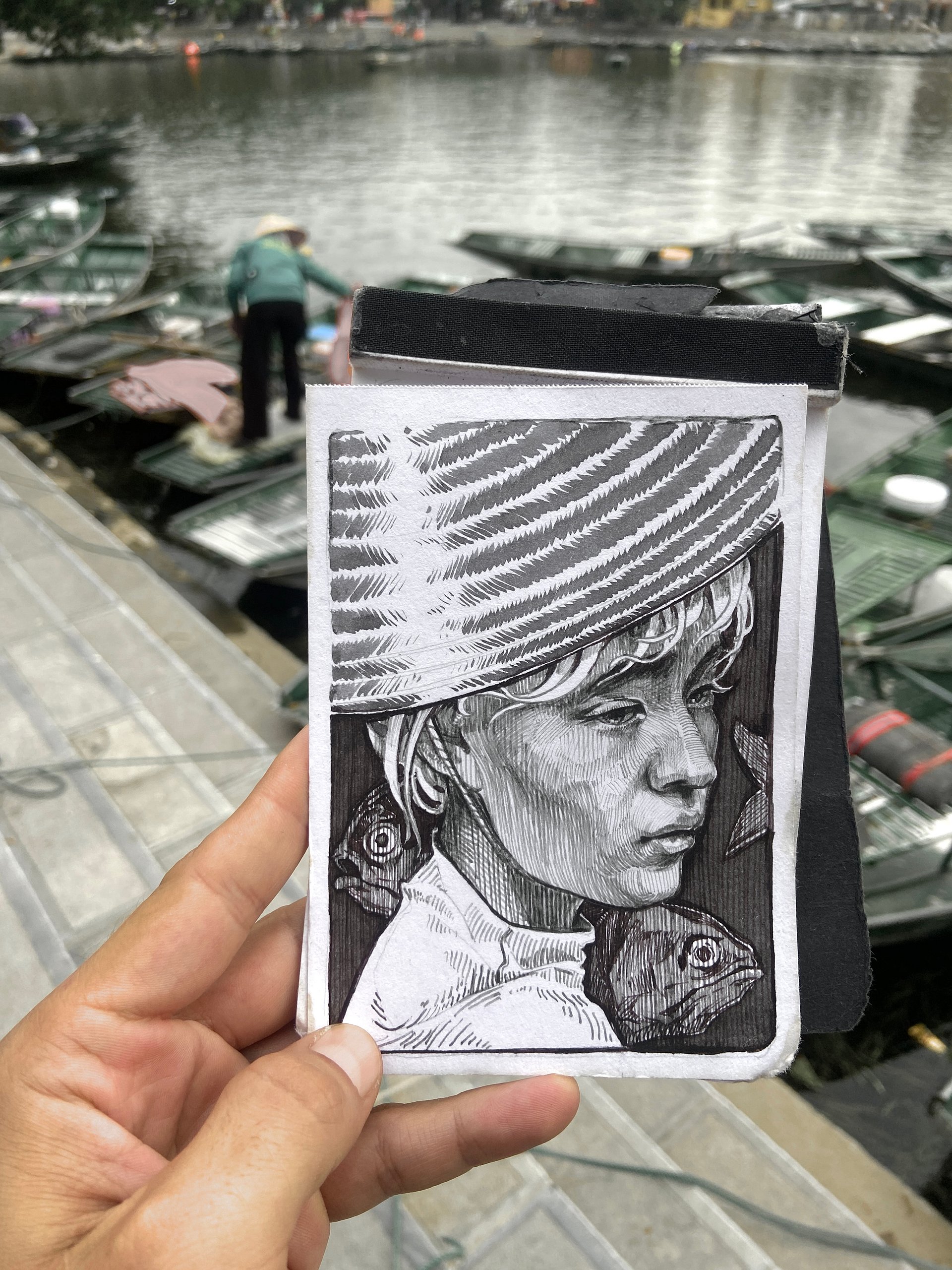 "Smoke of Hanoi" original A6 sketch 5 pcs (free shipping) product image (5)