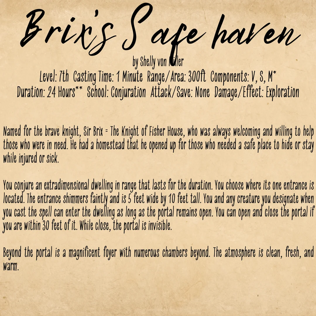 Brix's Safe Haven (Homebrewed Spell) product image (1)