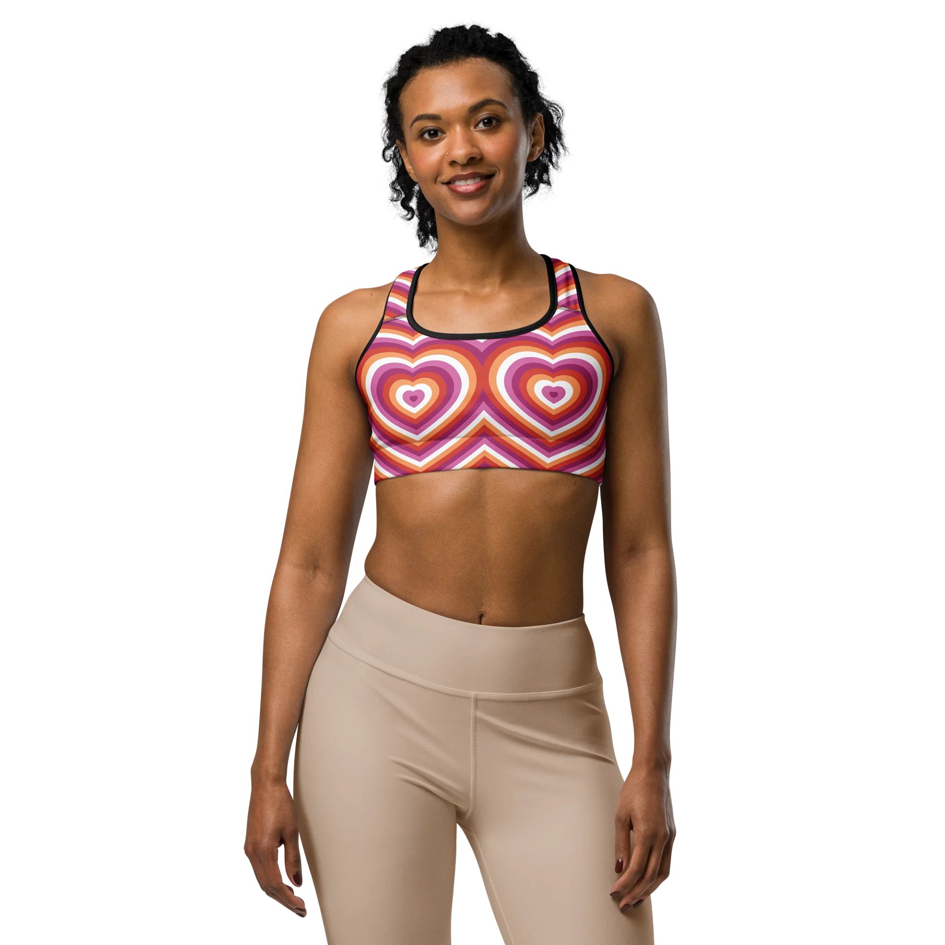 Lesbian Pride Hearts Sports Bra product image (1)