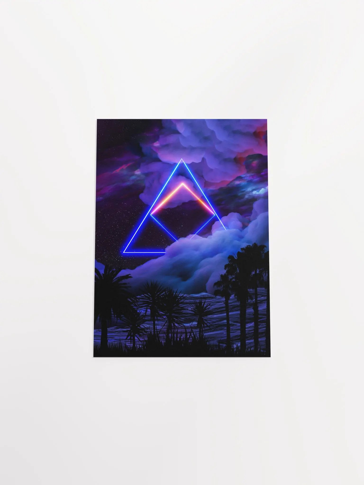 Neon palms landscape: Triangle [synthwave/vaporwave/cyberpunk] — Aesthetic retrowave poster product image (10)