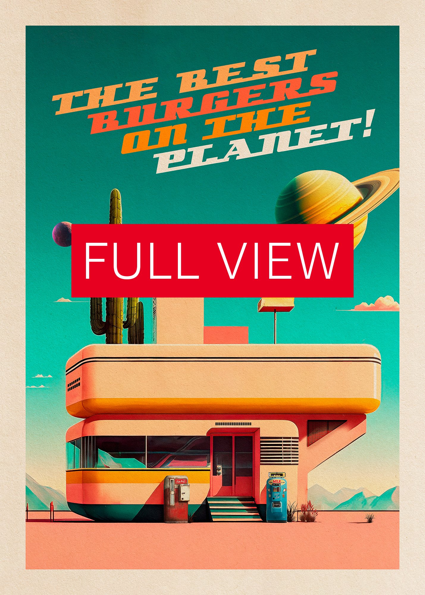 The Best Burgers on the Planet! — Vintage space poster, retro space art, propaganda poster, retrofuturism art, retro sci-fi print product image (3)