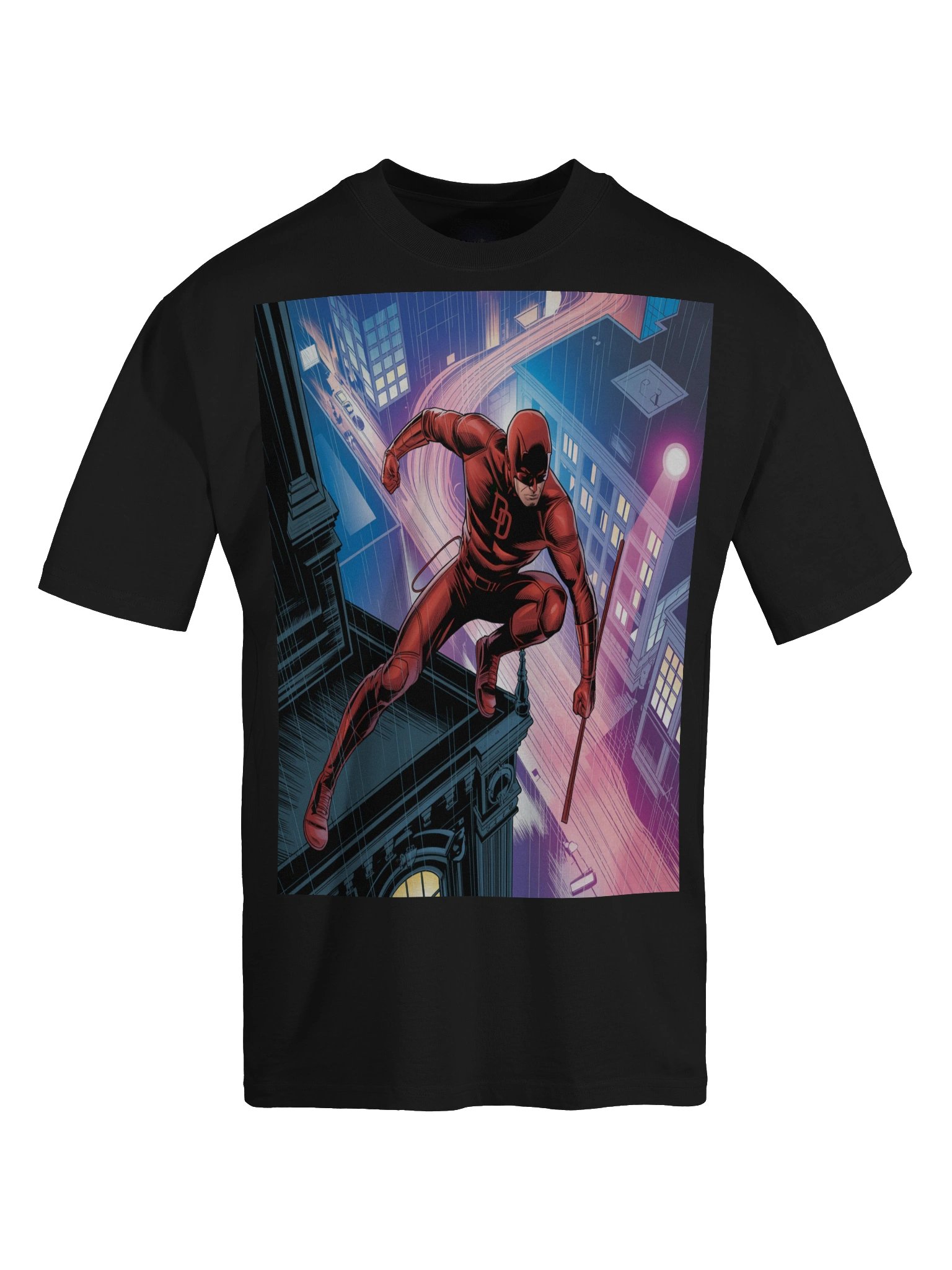 Daredevil's Crimson Vault – Premium Oversized Faded T-Shirt product image (1)