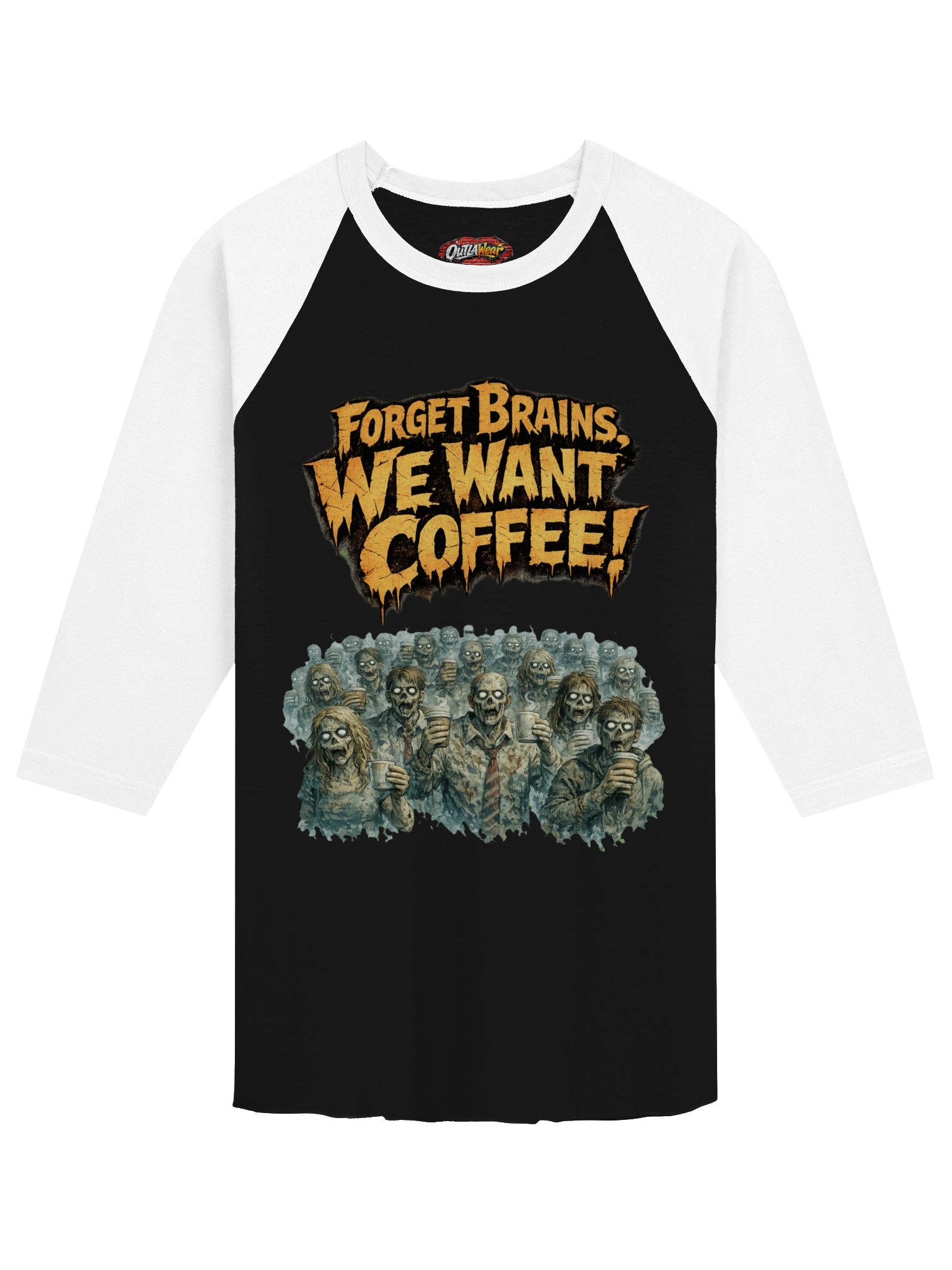 Forget Brains, We Want Coffee Zombie Raglan Tee product image (1)