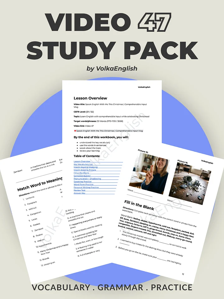 Speak English With Me This Christmas | Comprehensible Input Vlog - Video 47 Study Pack product image (1)