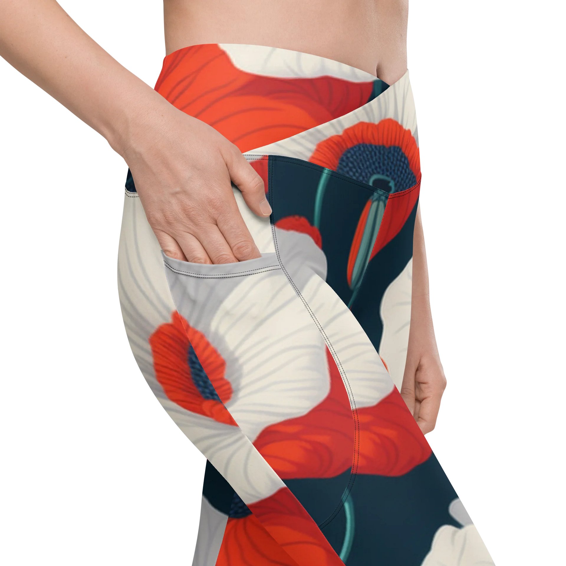 Barry Grady 'Poppies' Crossover Leggings with Pockets product image (10)