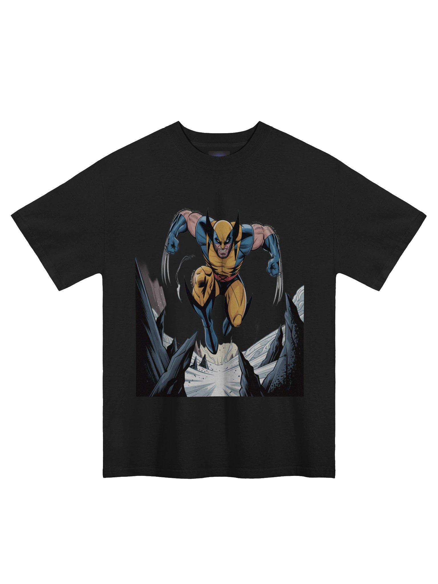 Frostfang Leap: Wolverine Icy Ambush Oversized Faded T-Shirt product image (3)