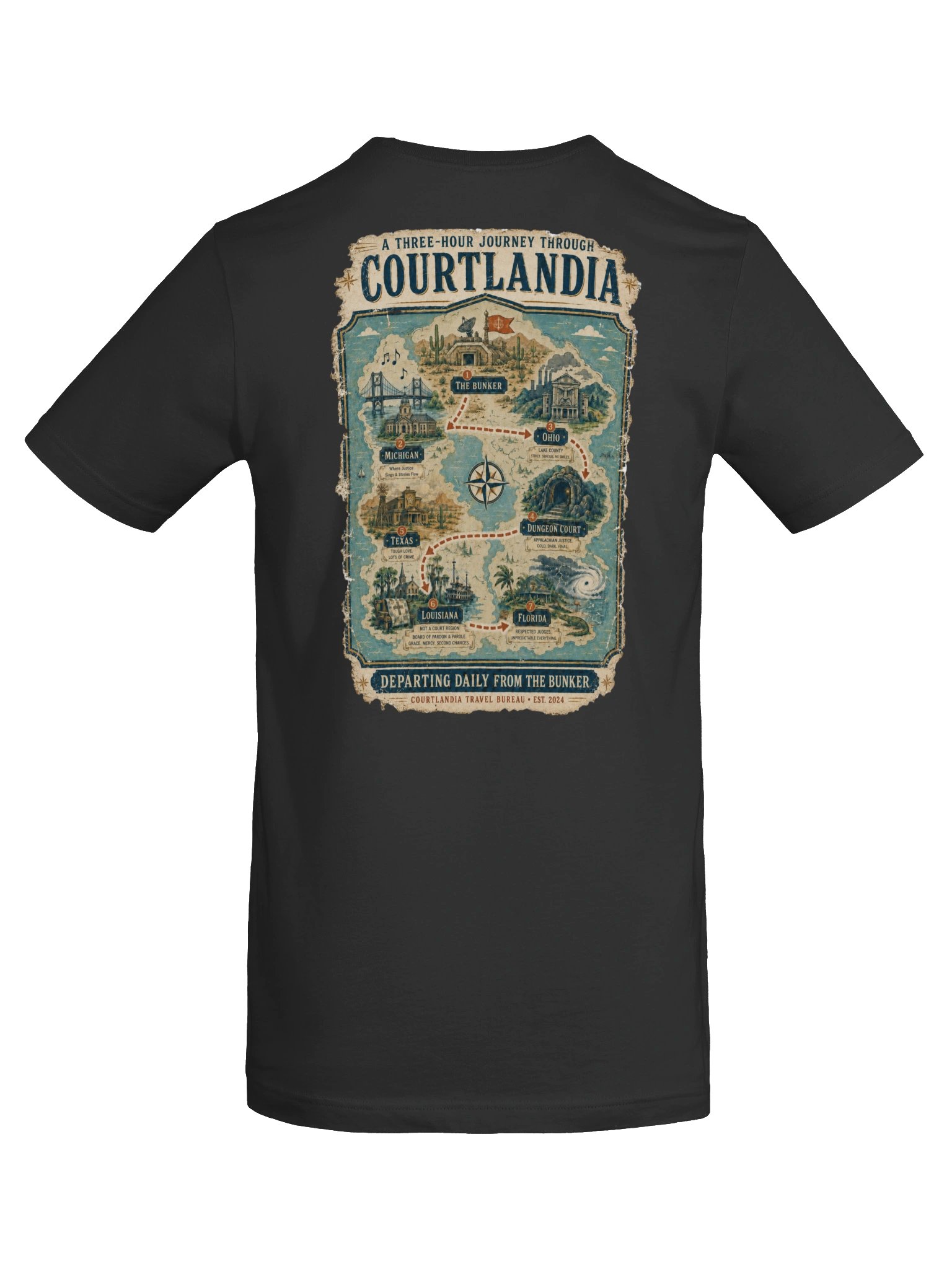 Courtlandia Travel Bureau Vintage Tourist Map Tee product image (8)