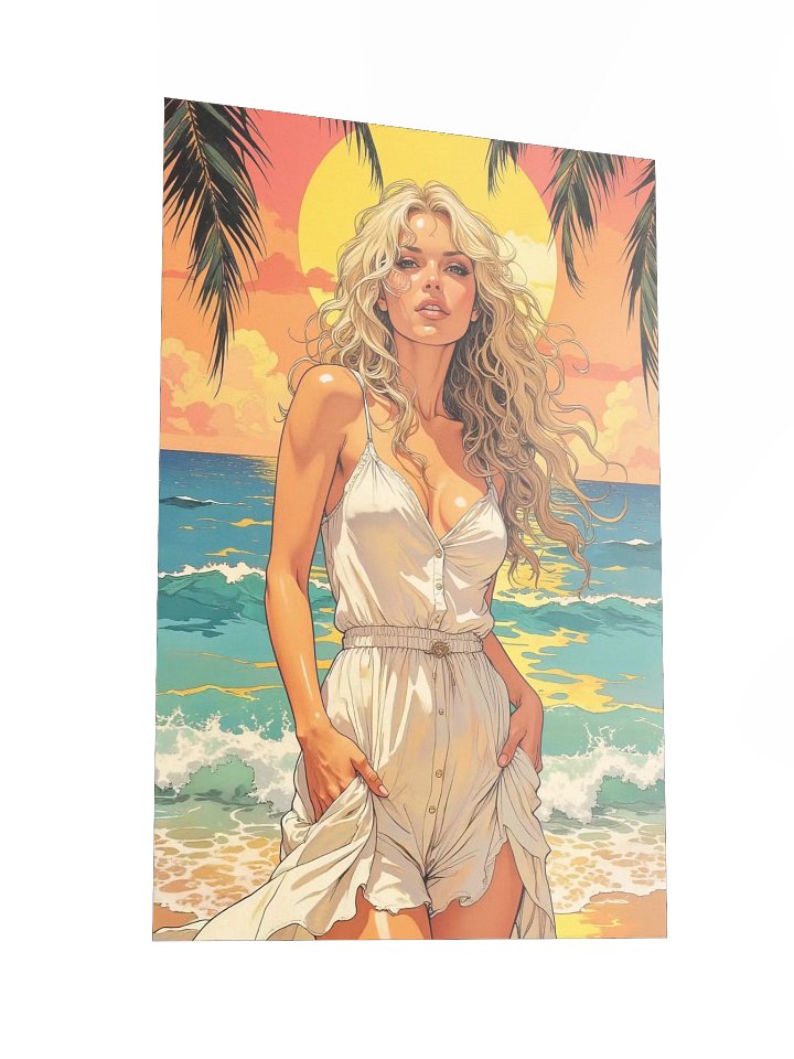 Golden Sunset Muse – Beach Fantasy Art Print product image (6)