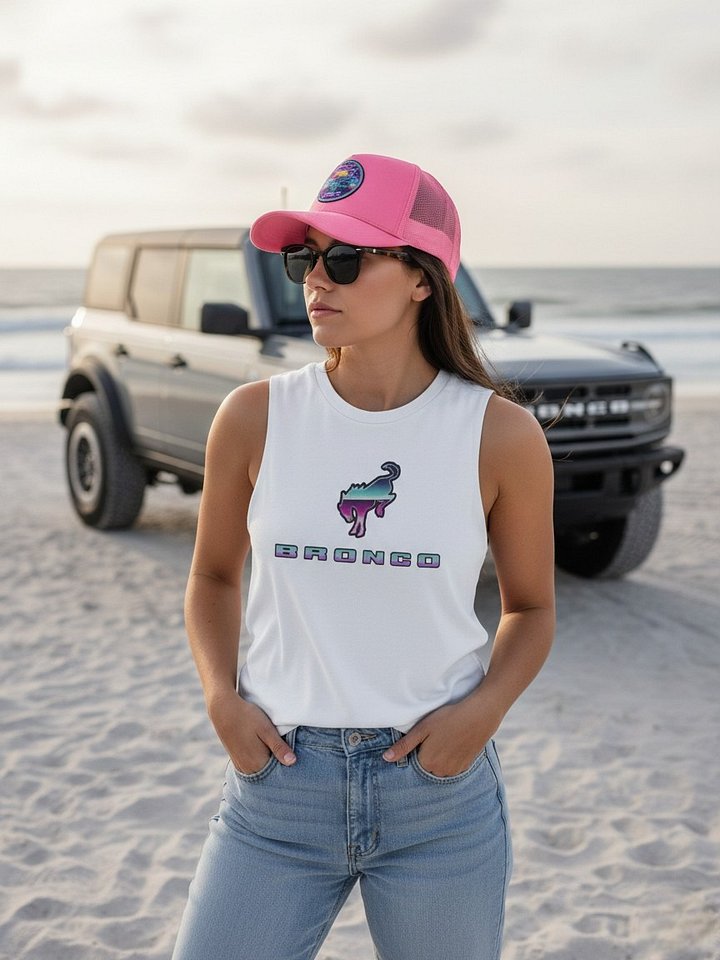 2026 Bronco Beach Bash OBX / Destination Bigfoot Bronco Collab | Bella + Canvas Flowy Muscle Tank Top (Multi Color Options) product image (1)
