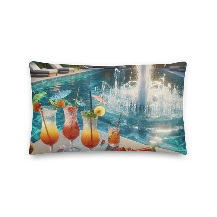 Tropical Oasis Premium Pillow | AI Design swimming pool product image (2)
