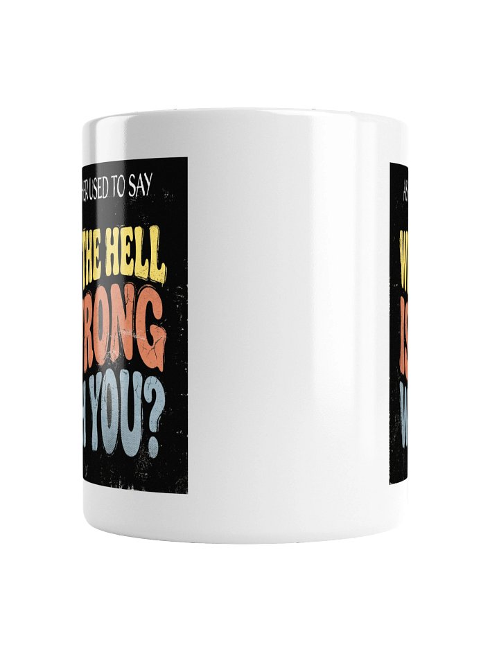 WHAT THE HELL Retro Distressed Ceramic Mug – White product image (2)
